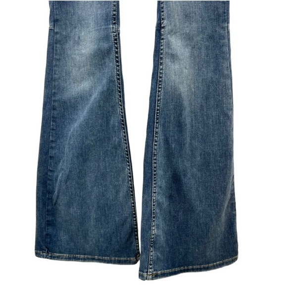 Free People Medium Wash Penny Pull On Stretch Denim Flare Retro Jeans Womens 26 - Picture 7 of 13